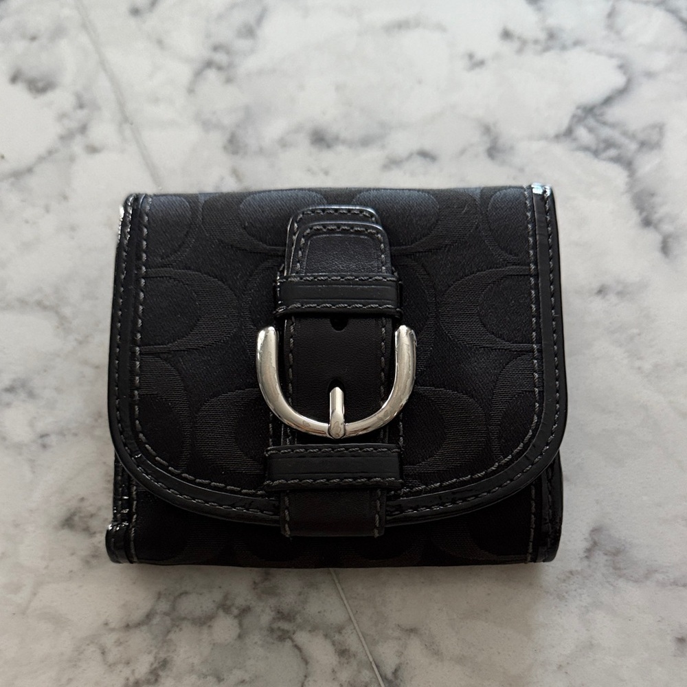 Coach Black Wallet with Silver Buckle